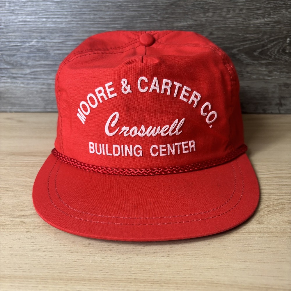 VINTAGE Moore & Carter Co Hat Cap Snap Back Advertising Building Center Mens 80s